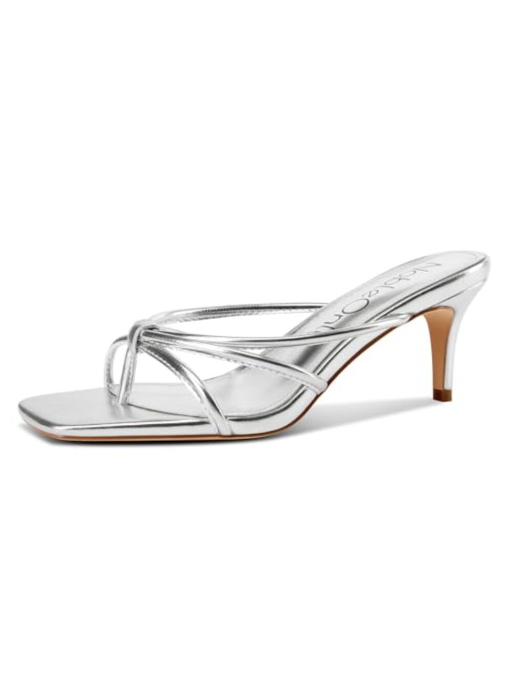Women's Kitten Heel Strappy Square Open Toe Thong Slip-On Mule Dress Heels